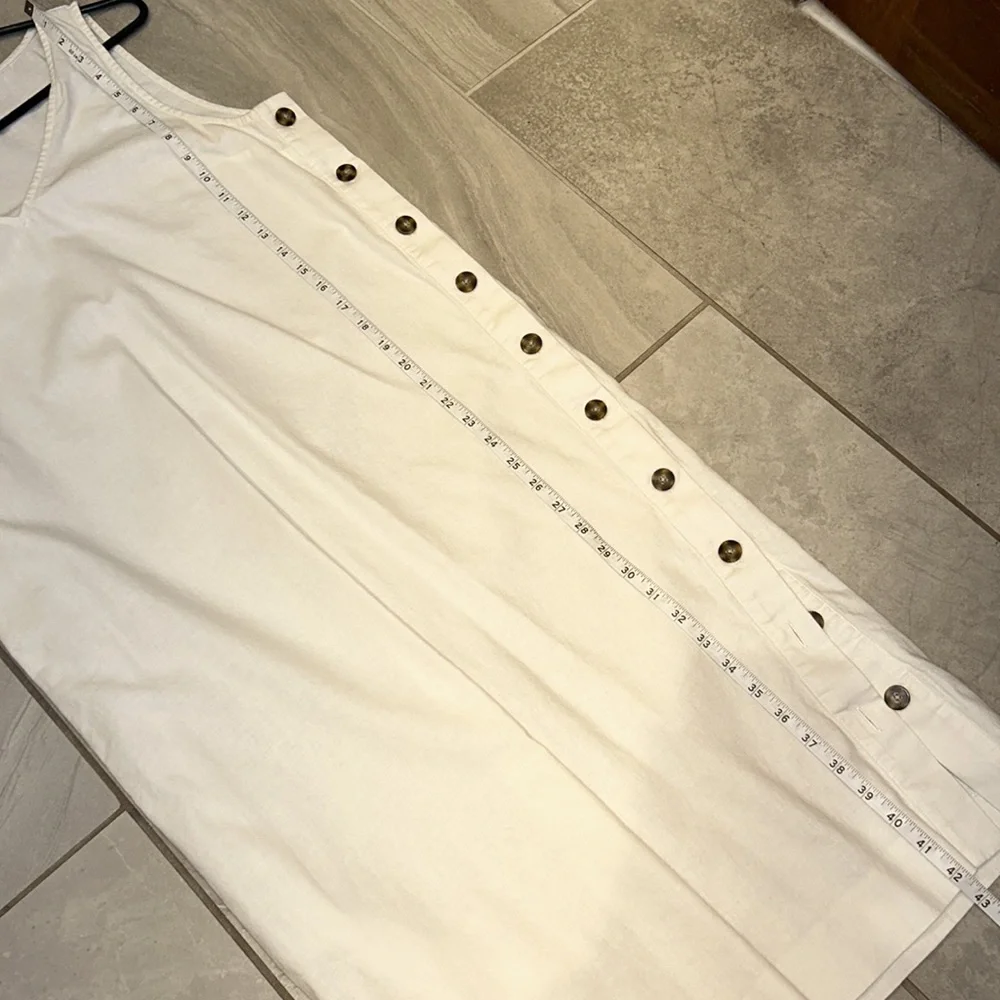 Madewell linen-cotton side-button off white cream midi dress medium - Picture 8 of 8